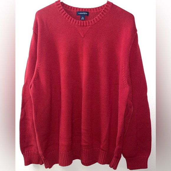 Lands' End Men's Crewneck Knit Sweater in Red - Picture 1 of 7